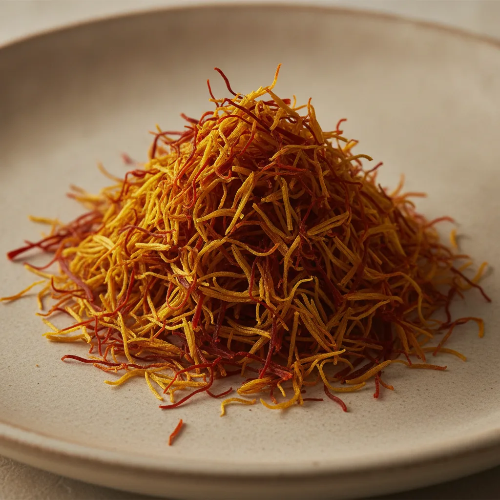 Saffron threads golden close-up